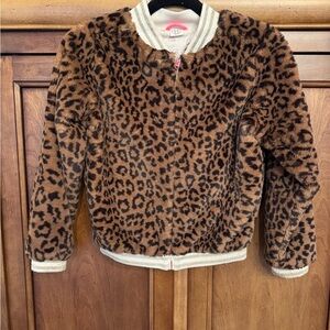 Girls Egg New York Leopard Print Faux Fur Jacket
